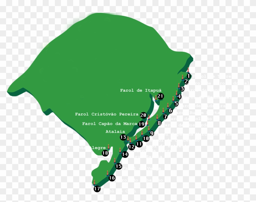 Mapa Dos Farois Do Rio Grande Do Sul Illustration Clipart Pikpng