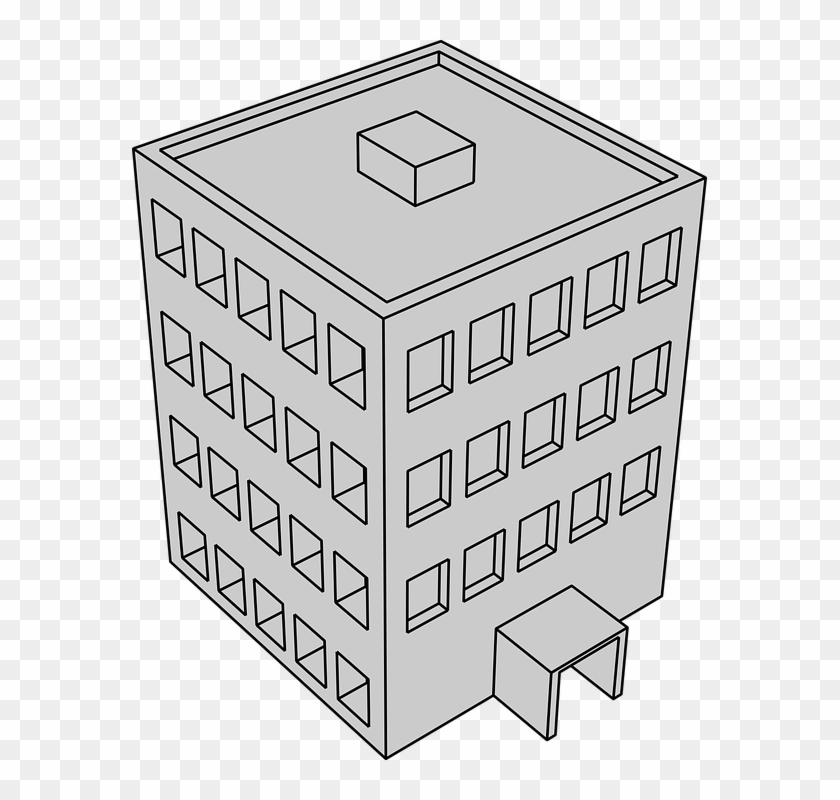 Building Gray Drawing 3d Perspective - Perspective Building Png Clipart #3758344