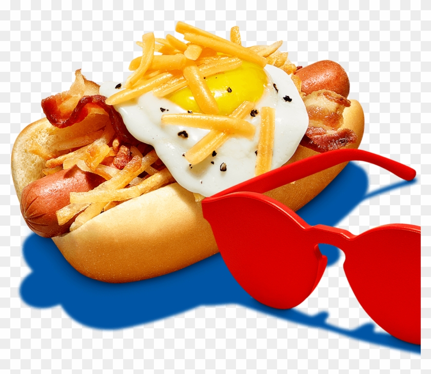 Covered With Crisp Bacon, Fried Potato Hash And A Cheese-topped - Chili Dog Clipart