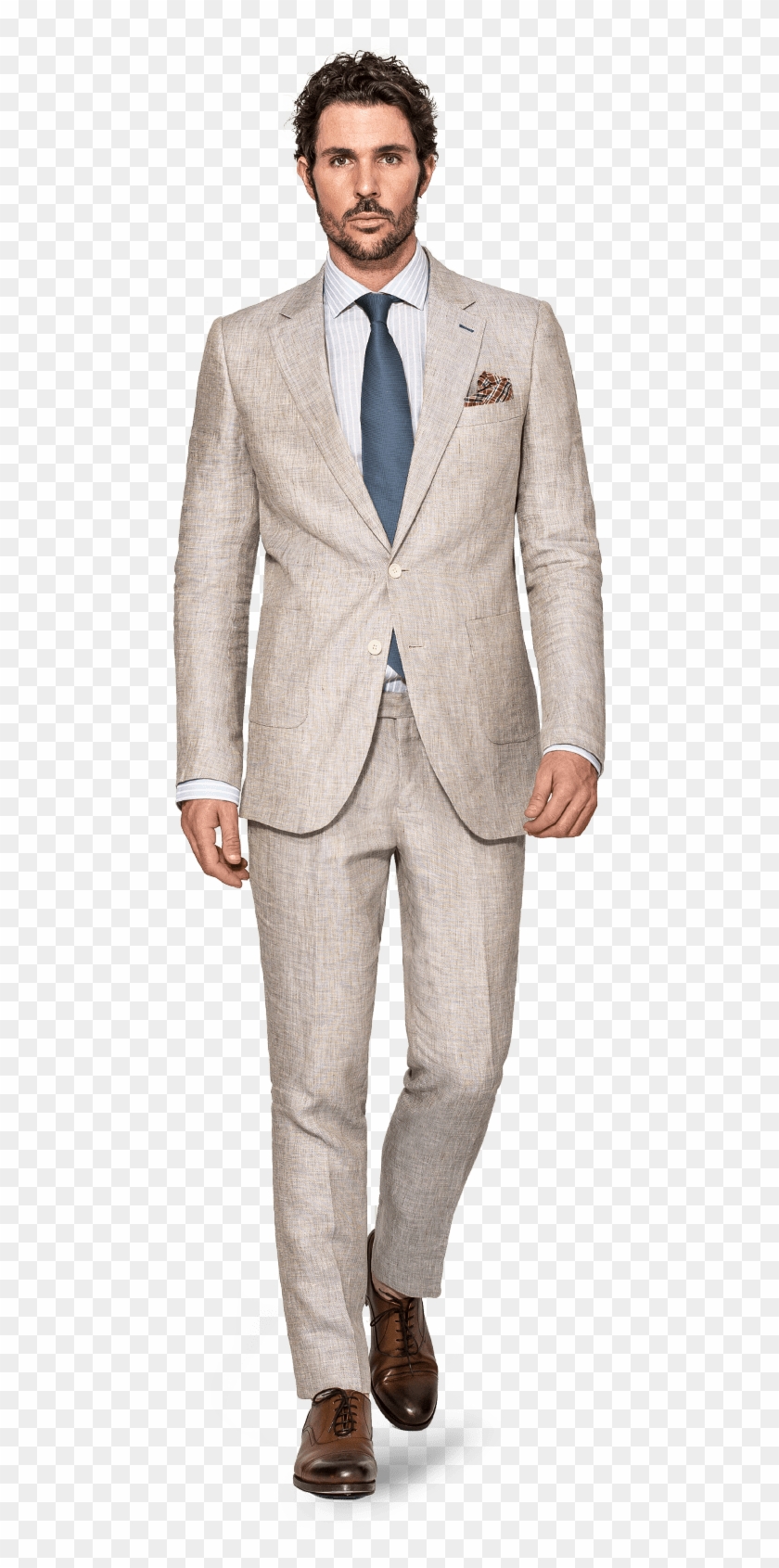 Beige Linen Custom Tailored Suit - Beige Linen Suit Blue Tie Clipart ...