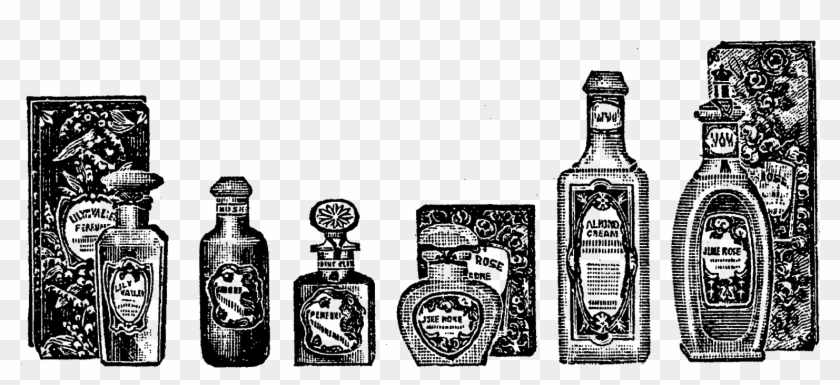 Bottles And Gift Box Designs - Vintage Alcohol Illustration Png Clipart