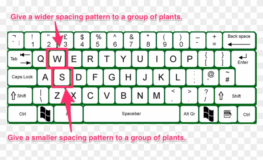Wider/smaller Plant Spacing - Keyboard Template Printable Clipart