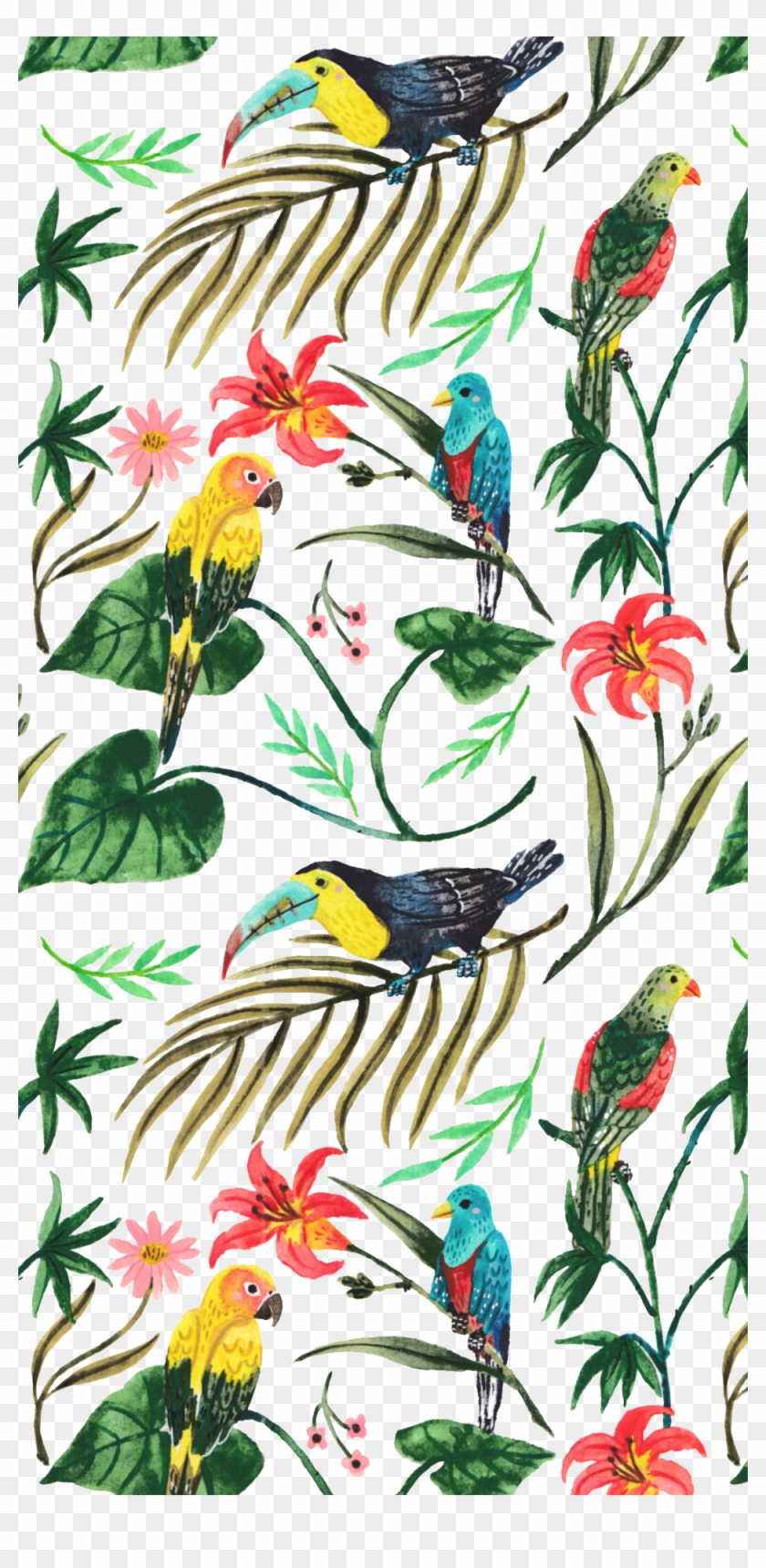 Тропический узор с птицами
