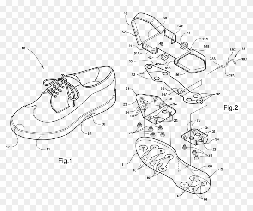 Download Golf Clipart Golf Shoe - Exploded View Of Shoe - Png Download ...