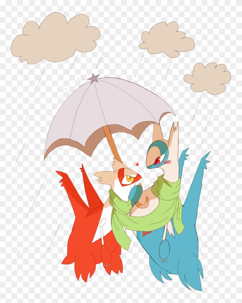 Latias And Latios W Umbrella - Pokémon Clipart