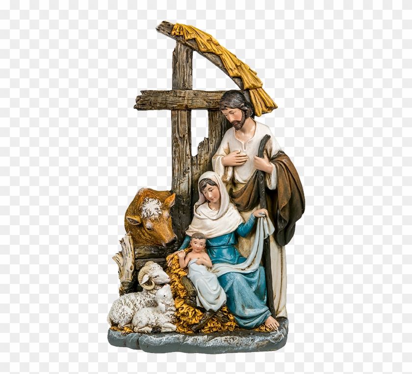 Nativity Scene - Nativity Scene With Cross Clipart