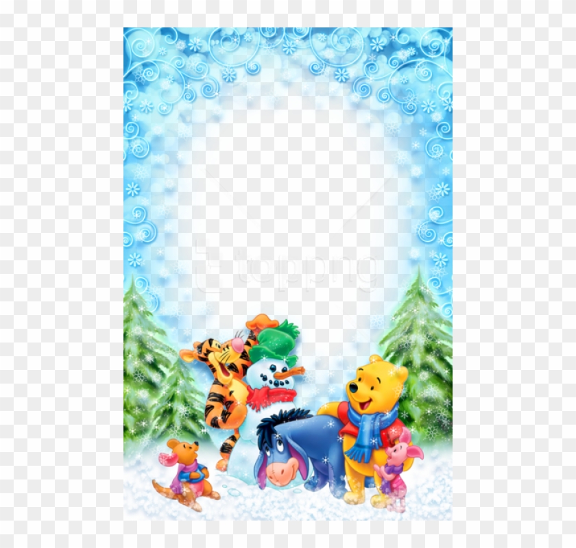 Free Png Christmas Kids Winter Photo Frame With Winnie - Disney Christmas Picture Frame Clipart #4196968