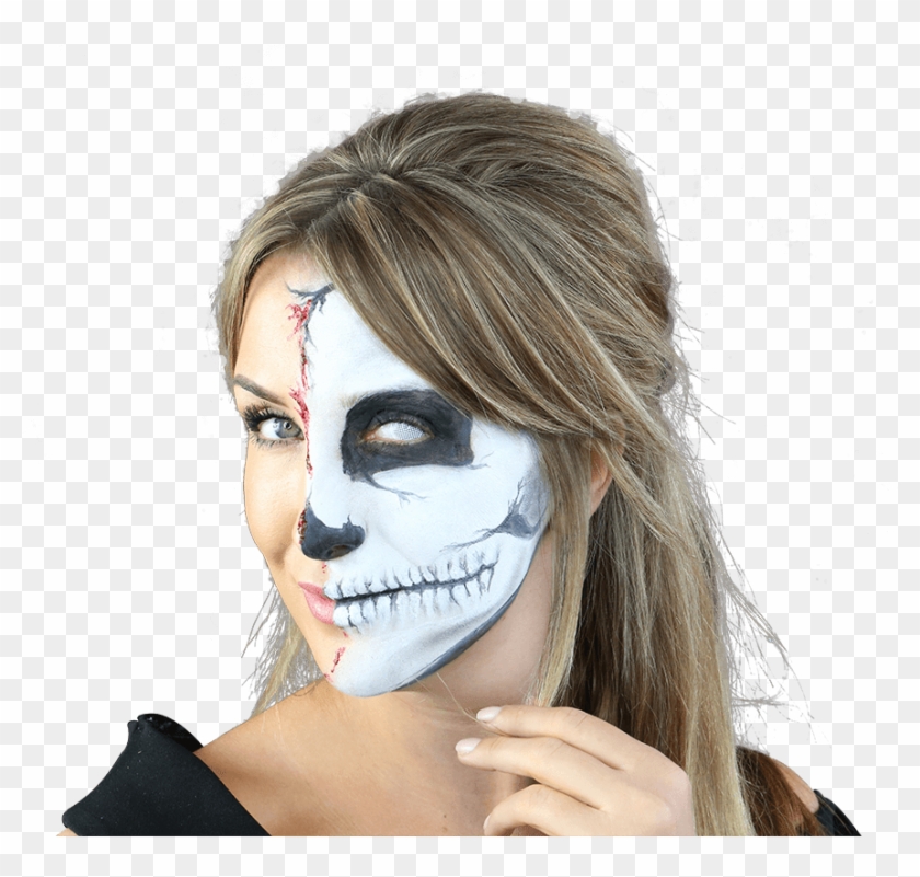 Halloween Look Ripped Skull - Girl Clipart