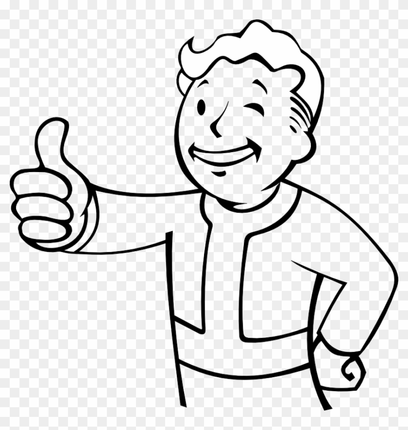 Download Download Vault Boy Thumbs Up Black And White Clipart Png Download - PikPng