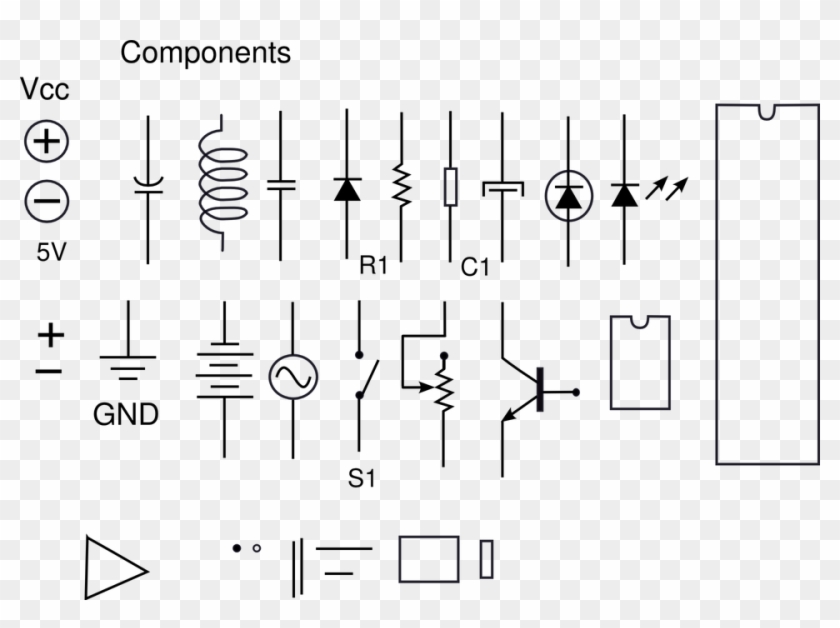 Vector Electronics - Electronic Components Drawing Clipart