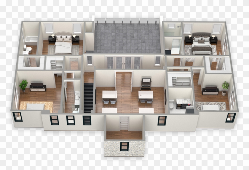 Villas 2nd Floor 4 Bedroom Layout 3d Hd Png Download