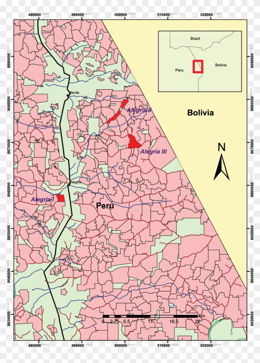 Location Of Study Sites In Madre De Dios, Peru - Atlas Clipart