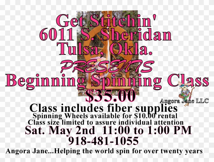 Get Stitchin' Spinning Class Advertisement - Calligraphy Clipart