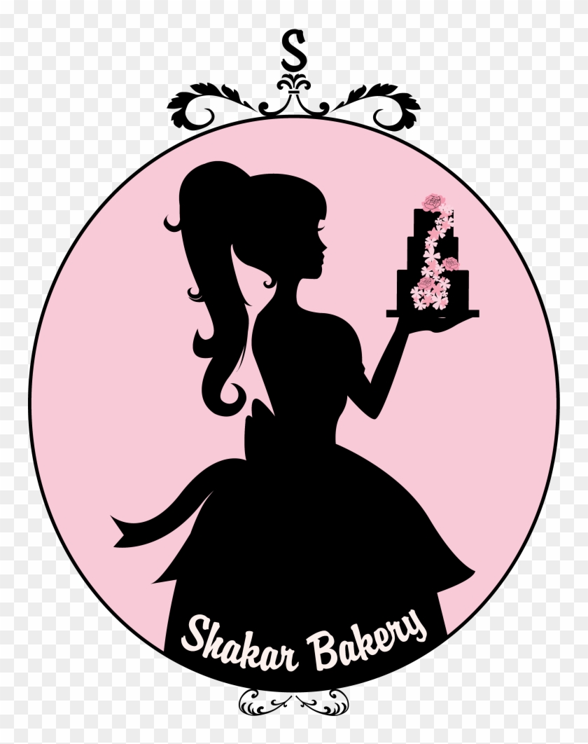 Silhouette - Girl With Cake Logo Clipart