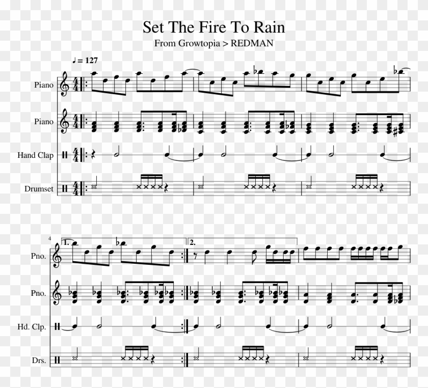 Set The Fire To Rain - Sheet Music Clipart
