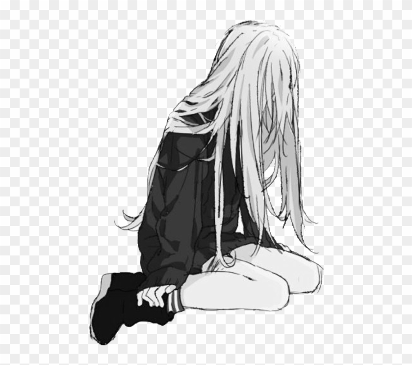 Lucy Heartfilia Sad Black And White Clipart (#5336241) - PikPng