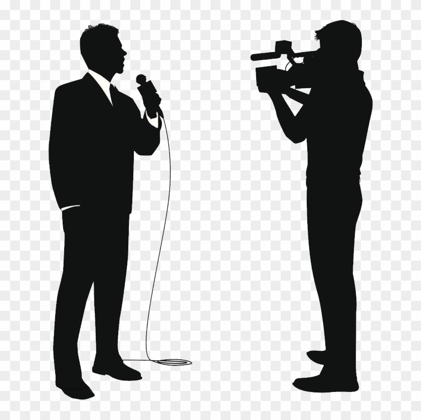 News Reporter Clipart Black And White - Png Download