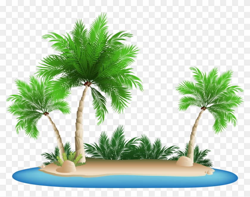 Palm Tree Island Clipart - Beach Palm Tree Png Transparent Png #573328