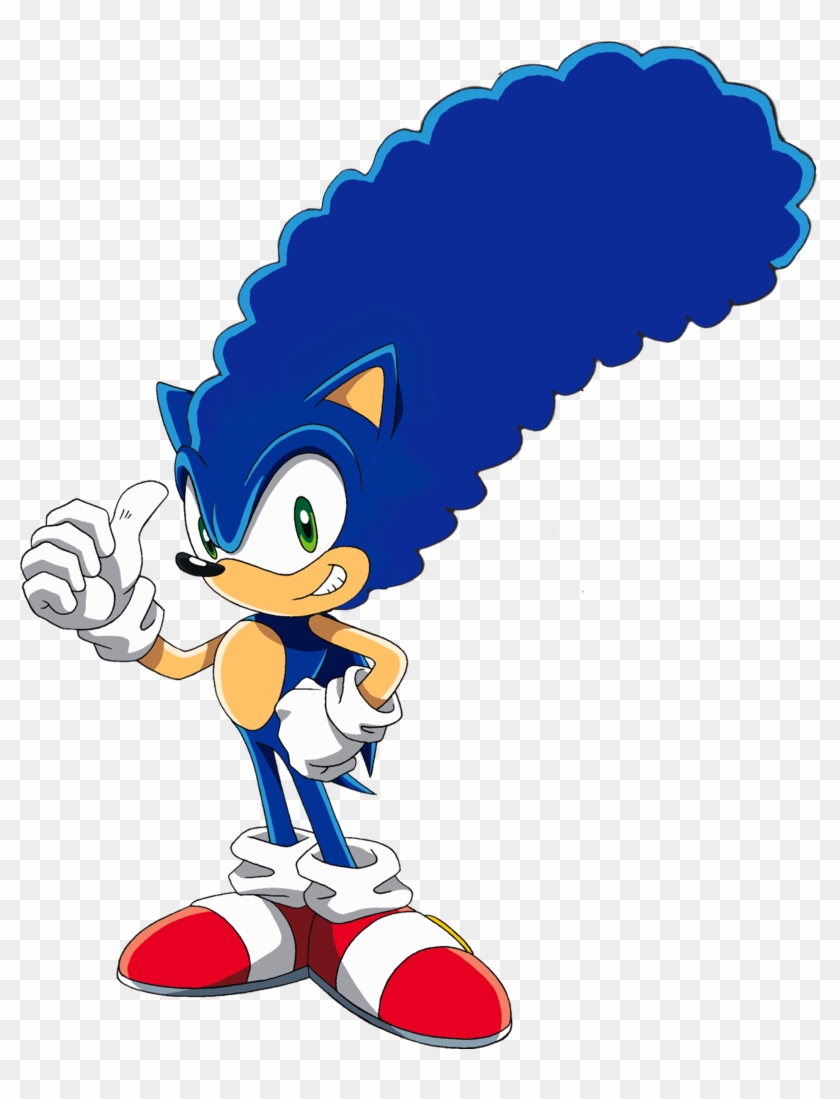 High Quality Image Of Sonic With Marge Simpsons Hair Clipart #63491