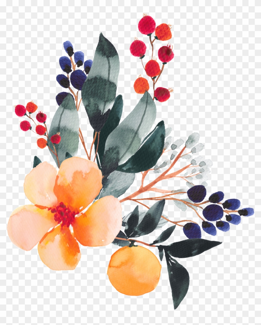 Pintado A Mano De Color Plantas Empalmar La Acuarela - Artificial Flower Clipart