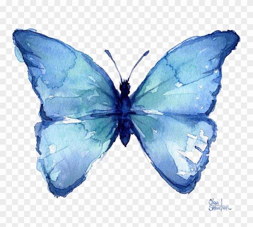 Blue Butterfly Png Free Download - Blue Butterfly Watercolor Clipart