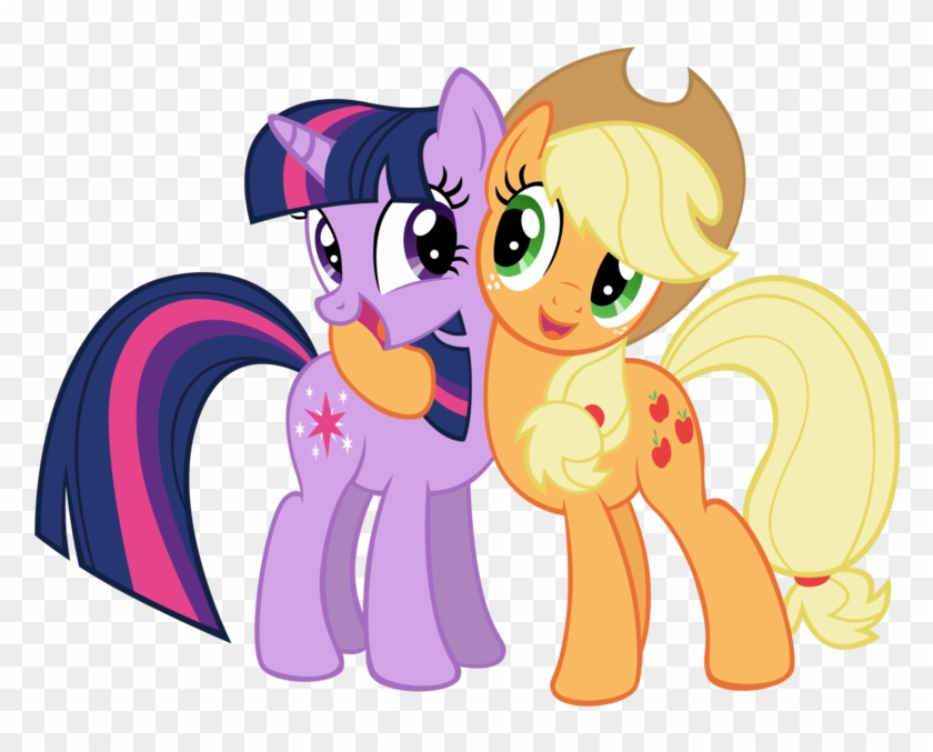 Azure-vortex, Hug, Safe, Twilight Sparkle - My Little Pony Applejack And Twilight Sparkle Clipart #84100