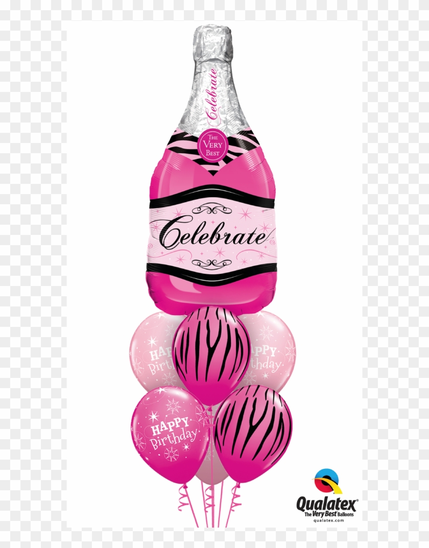 Pink Fizz Birthday Balloon Bouquet - Qualatex 15844 Clipart